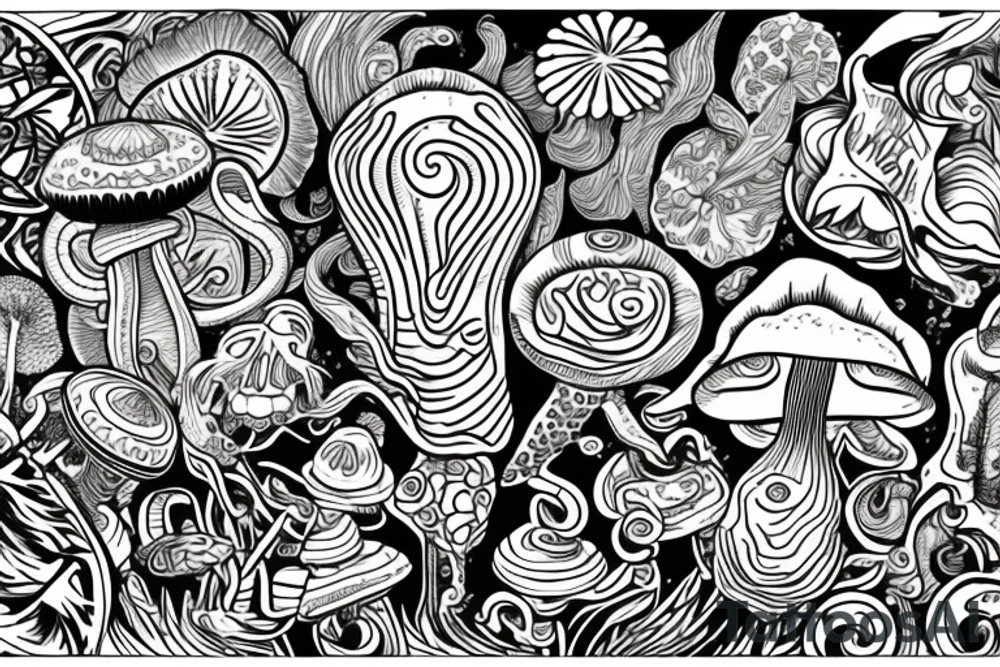 Trippy shrooms tattoo idea