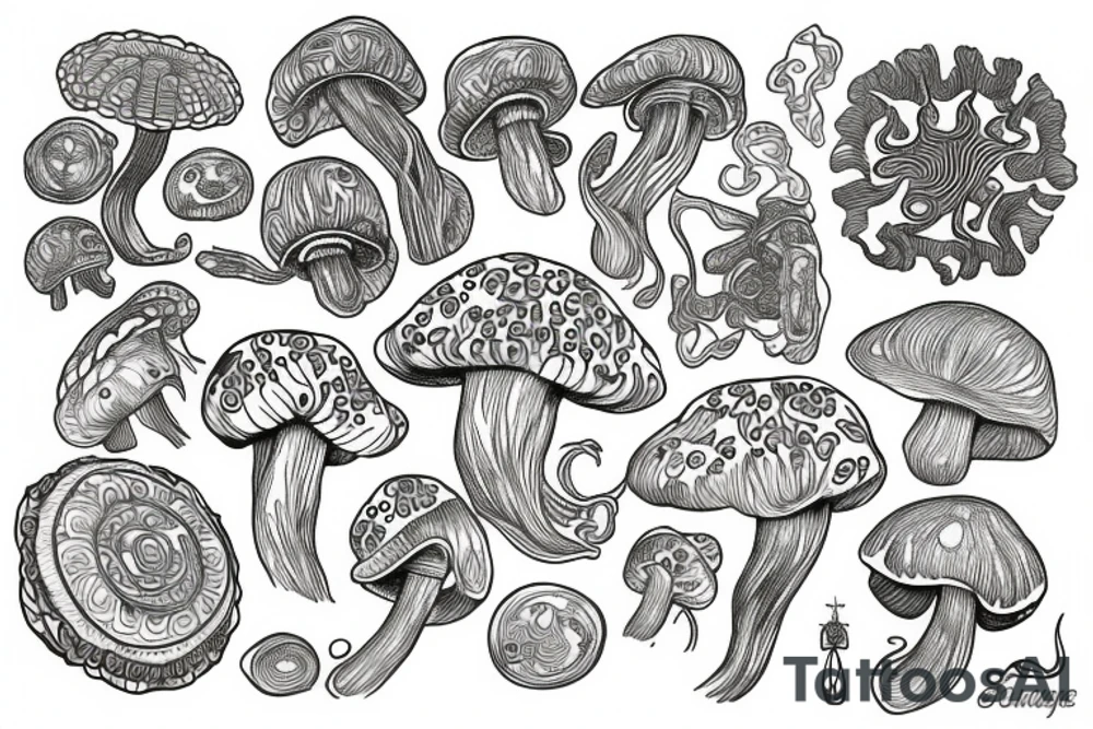 Trippy shrooms tattoo idea