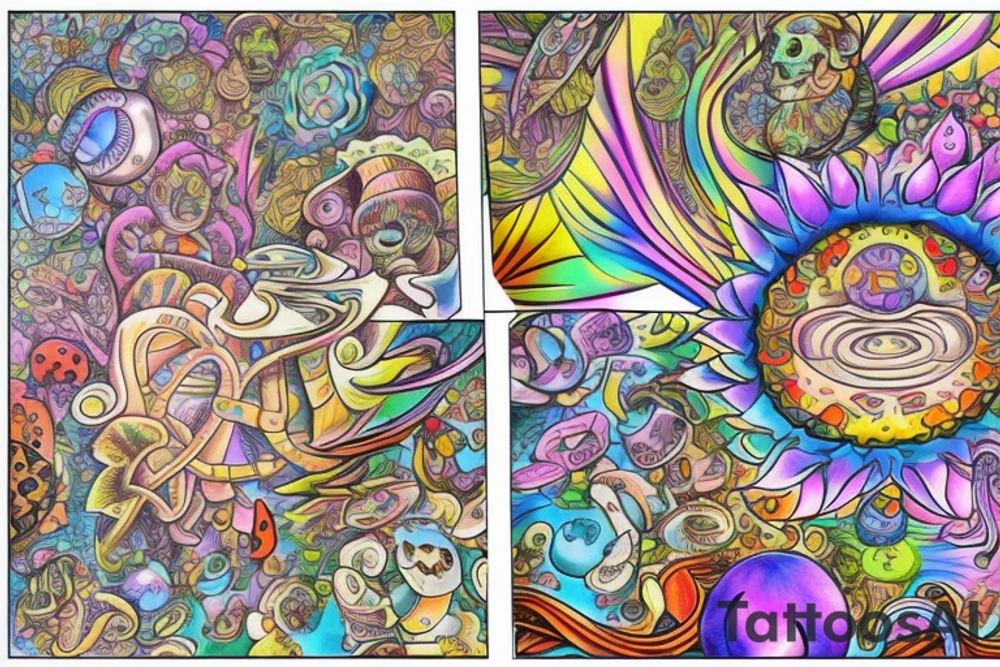 Trippy shrooms tattoo idea