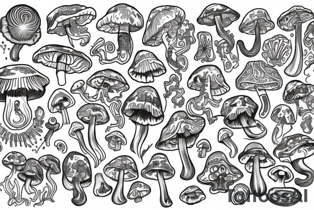 Trippy shrooms tattoo idea
