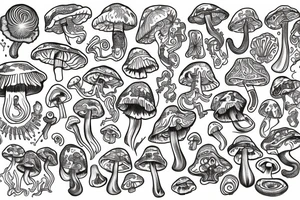Trippy shrooms tattoo idea
