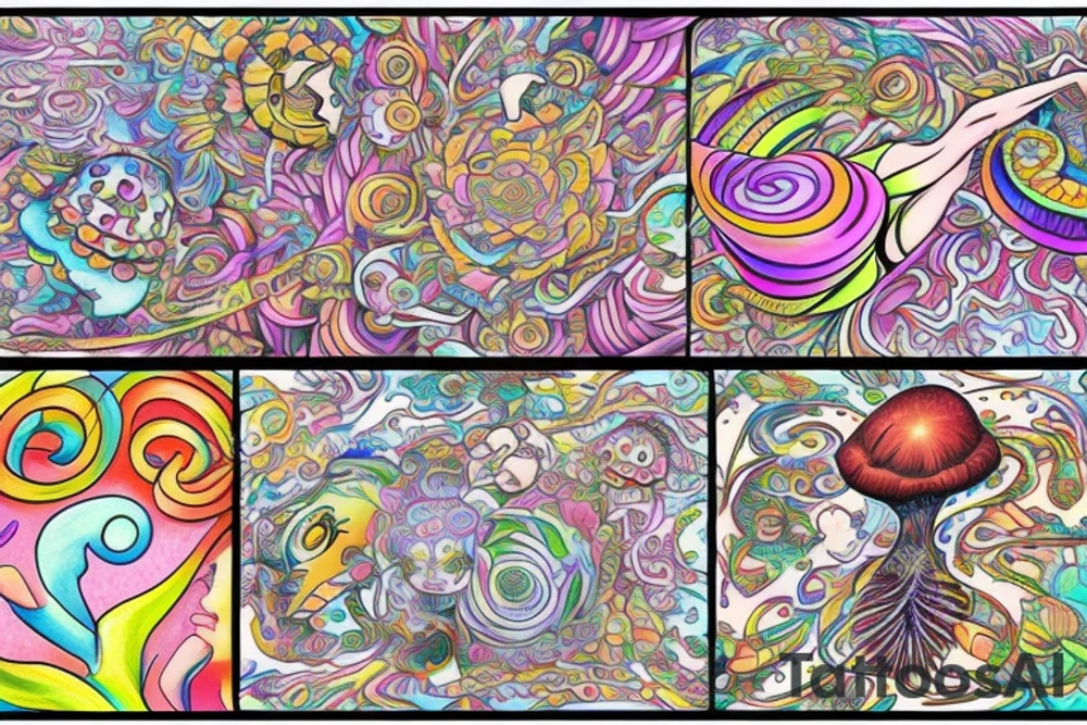 Trippy shrooms tattoo idea