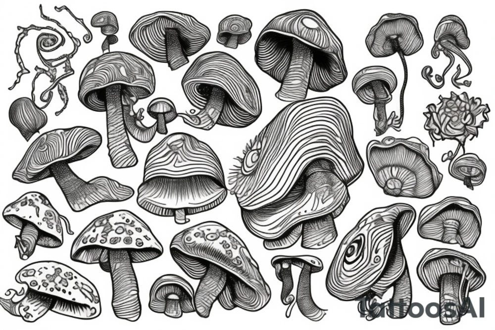 Trippy shrooms tattoo idea