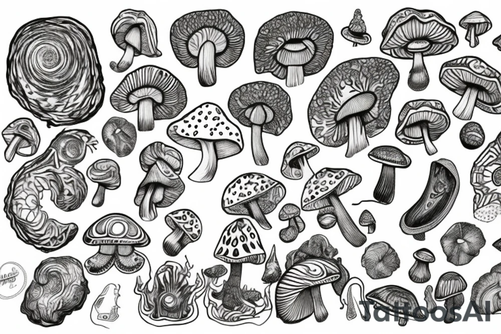 Trippy shrooms tattoo idea