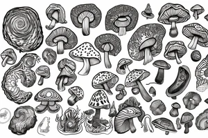 Trippy shrooms tattoo idea