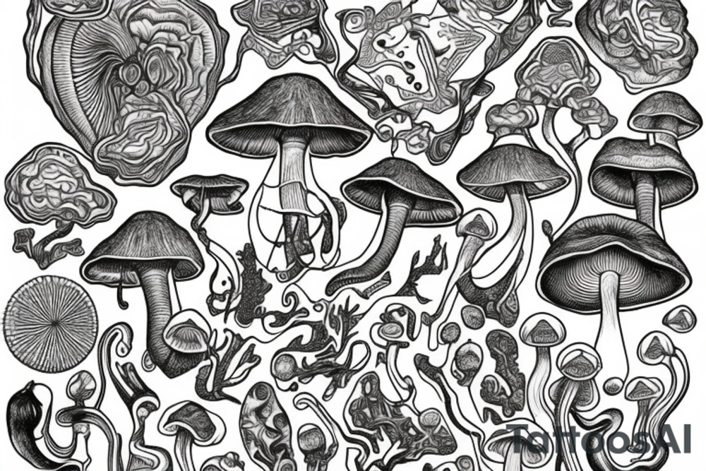 Trippy shrooms tattoo idea