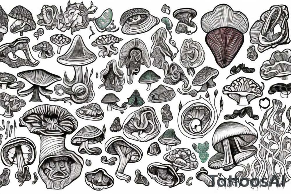 Trippy shrooms tattoo idea
