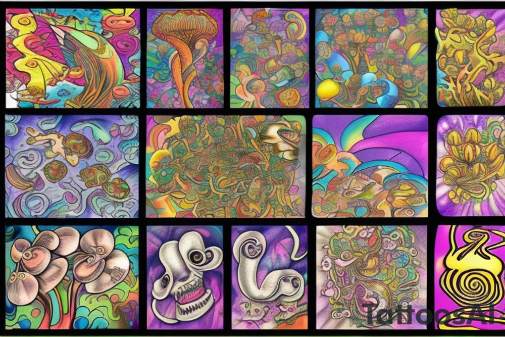 Trippy shrooms tattoo idea