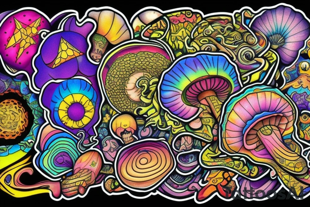 Trippy shrooms tattoo idea