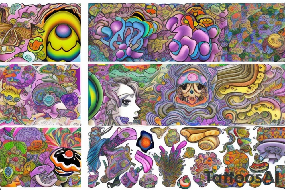 Trippy shrooms tattoo idea