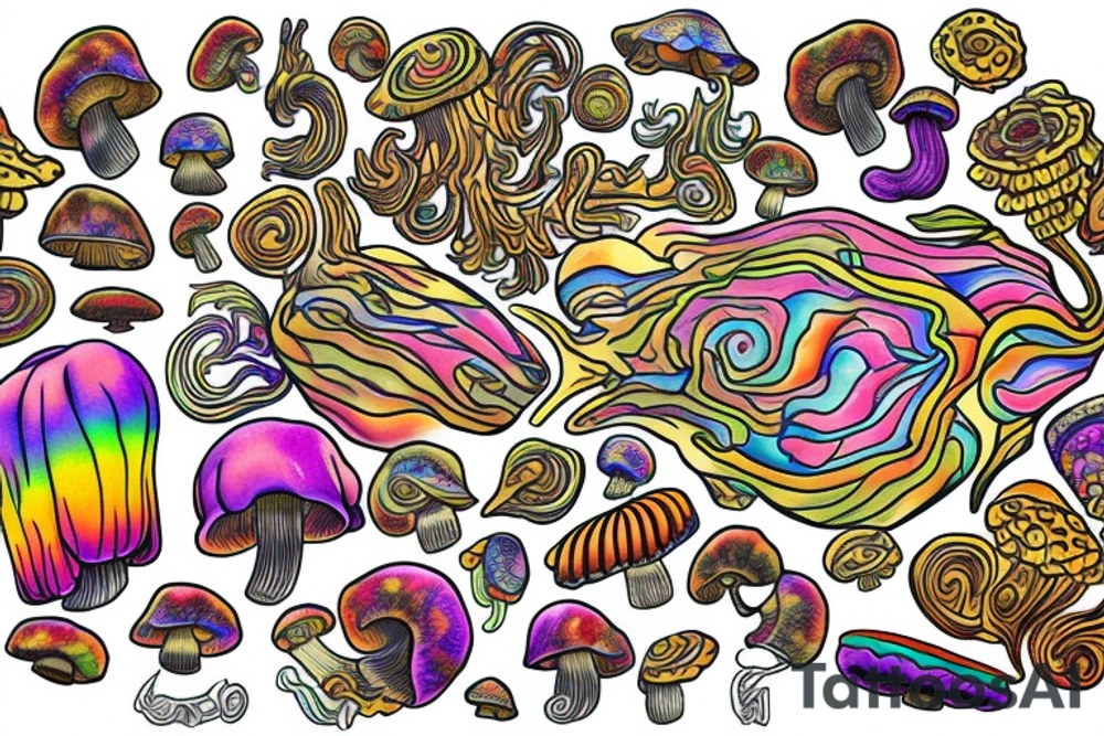 Trippy shrooms tattoo idea