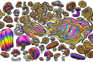 Trippy shrooms tattoo idea