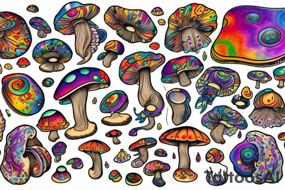 Trippy shrooms tattoo idea