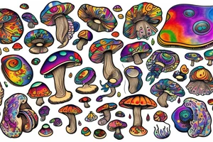 Trippy shrooms tattoo idea