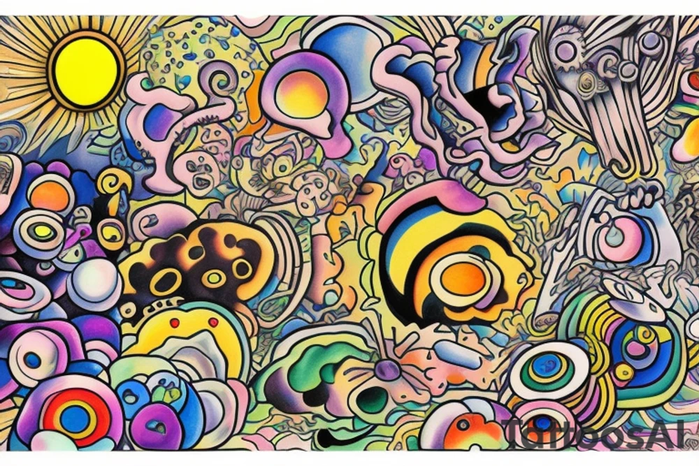 Trippy shrooms tattoo idea