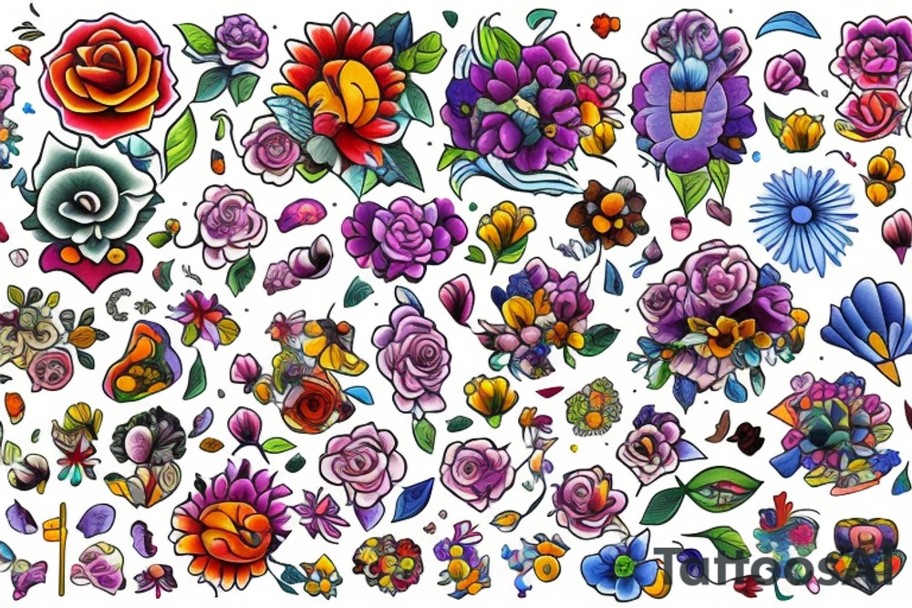 Bouquet of flowers tattoo idea