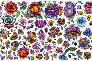 Bouquet of flowers tattoo idea