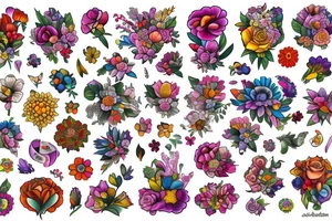 Bouquet of flowers tattoo idea