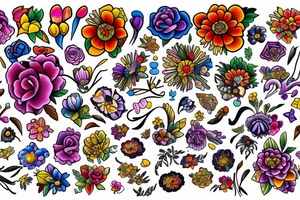 Bouquet of flowers tattoo idea
