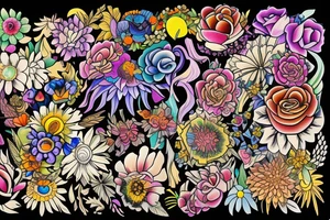 Bouquet of flowers tattoo idea