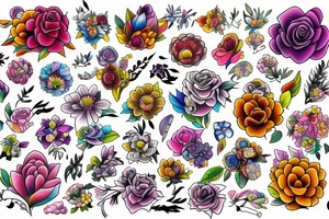 Bouquet of flowers tattoo idea
