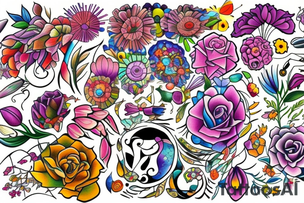 Bouquet of flowers tattoo idea