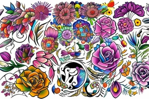 Bouquet of flowers tattoo idea