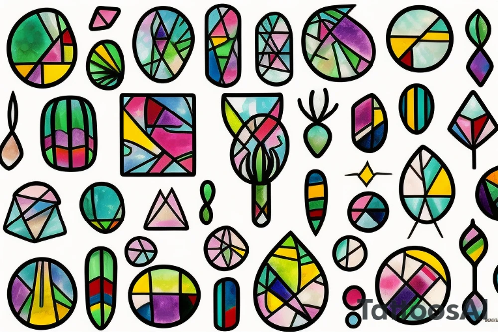 Stained glass cactus tattoo idea