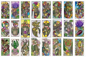 Stained glass cactus tattoo idea