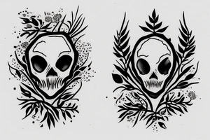 dinosaur skull growing on a flower steam tattoo idea