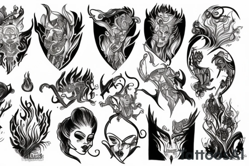 hades flaMING BIDENT tattoo idea