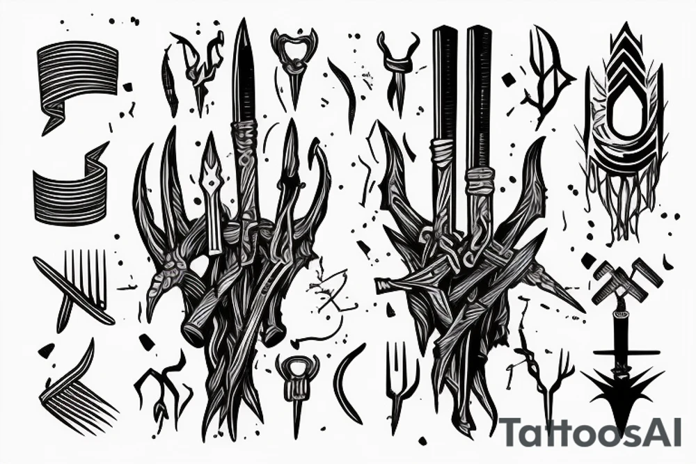 a two-pronged implement resembling a pitchfork tattoo idea