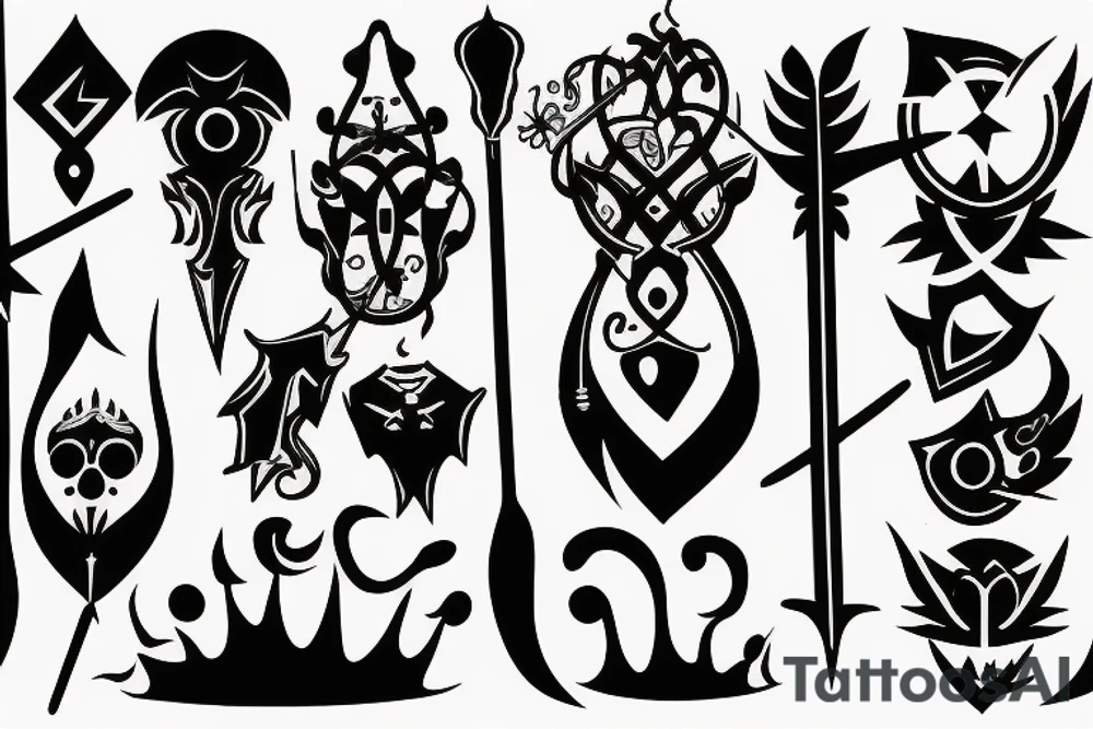 A form of spear having two prongs tattoo idea