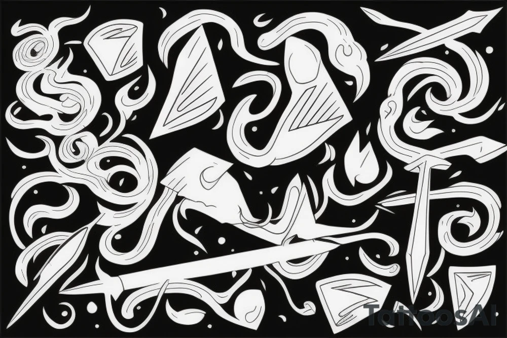 A form of spear having two prongs tattoo idea