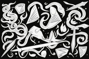 A form of spear having two prongs tattoo idea