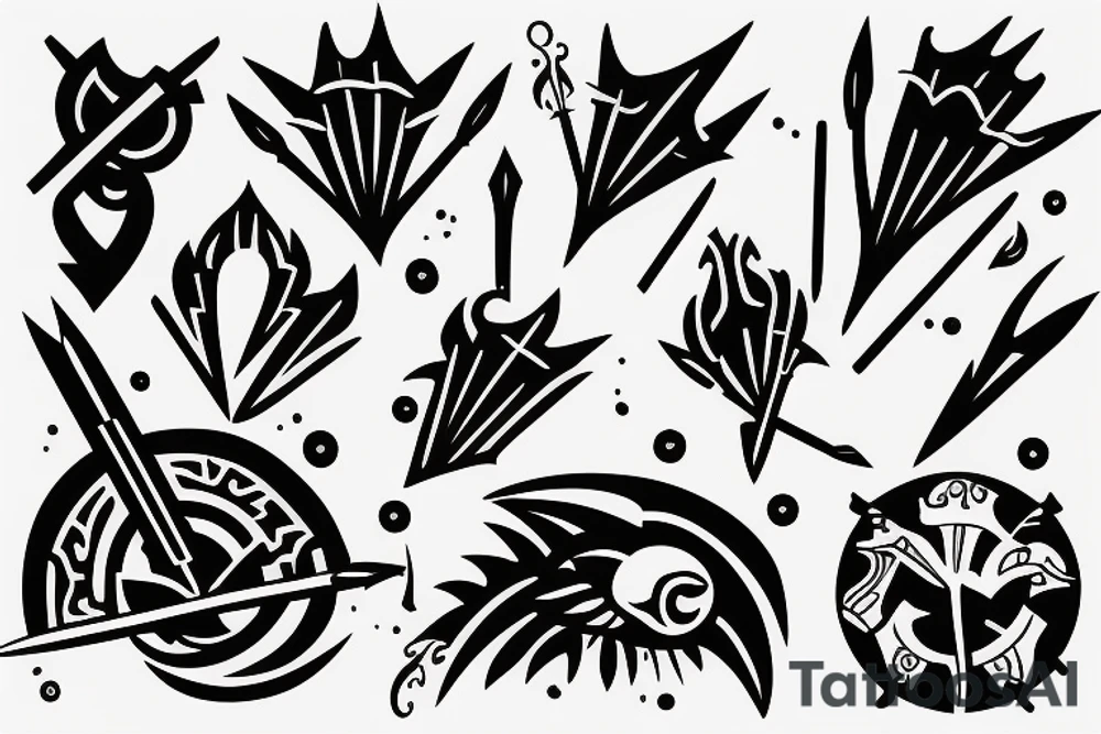 A form of spear having two prongs tattoo idea