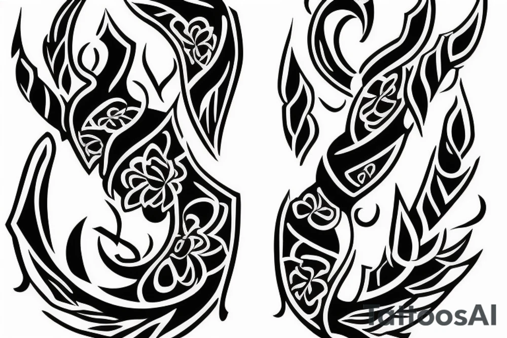 A form of spear having two prongs tattoo idea