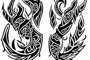 A form of spear having two prongs tattoo idea