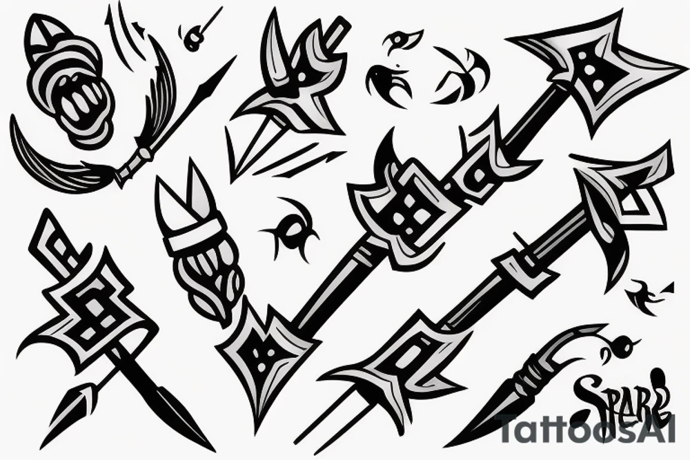 A form of spear having two prongs tattoo idea