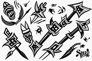 A form of spear having two prongs tattoo idea