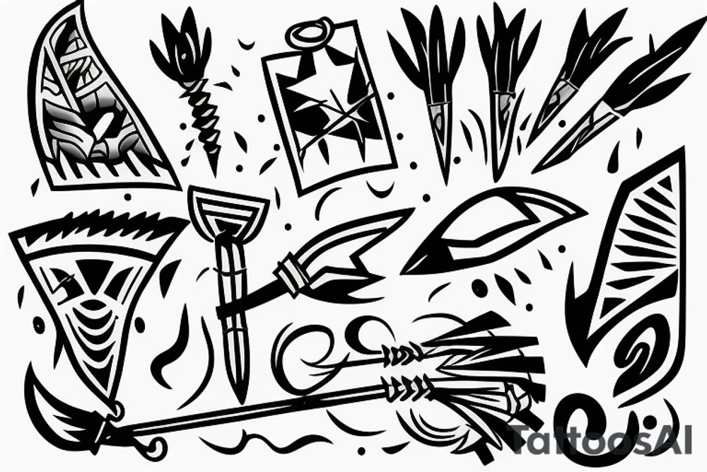A form of spear having two prongs tattoo idea