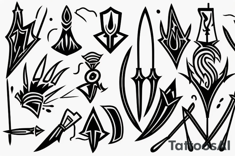 A form of spear having two prongs tattoo idea