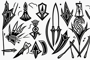 A form of spear having two prongs tattoo idea