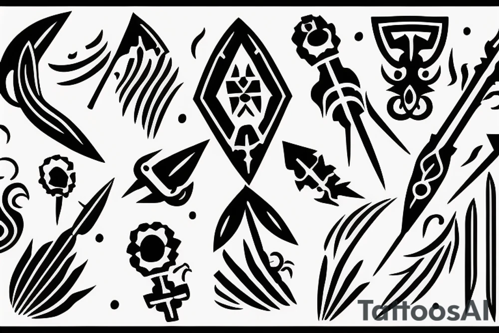 A form of spear having two prongs tattoo idea