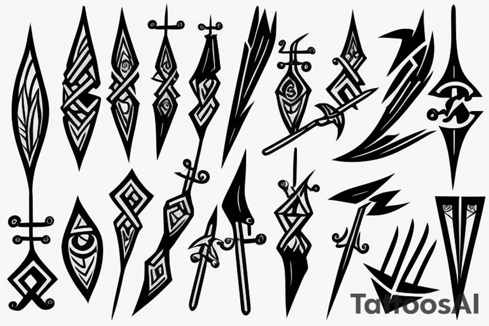 A form of spear having two prongs tattoo idea