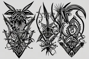 A spear having two prongs tattoo idea