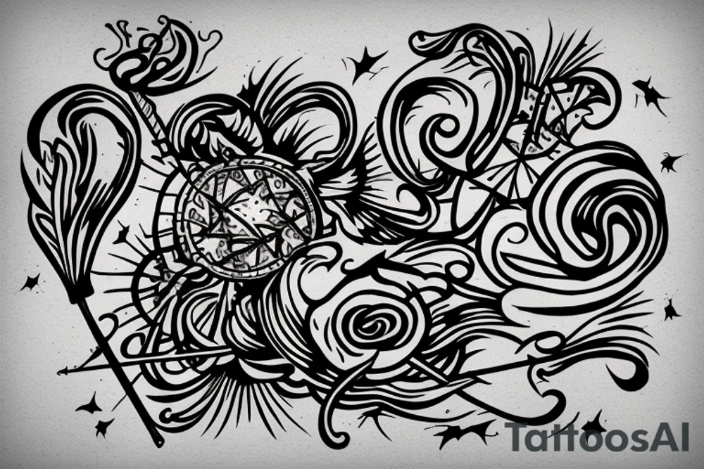 A spear having two prongs tattoo idea