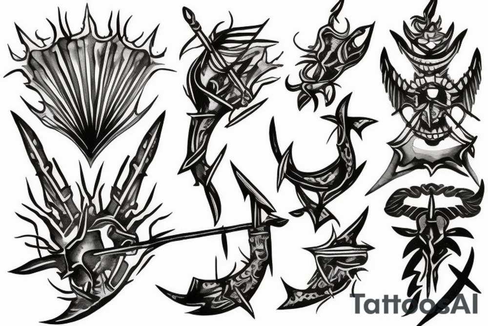A TWO PRONGED Spear tattoo idea