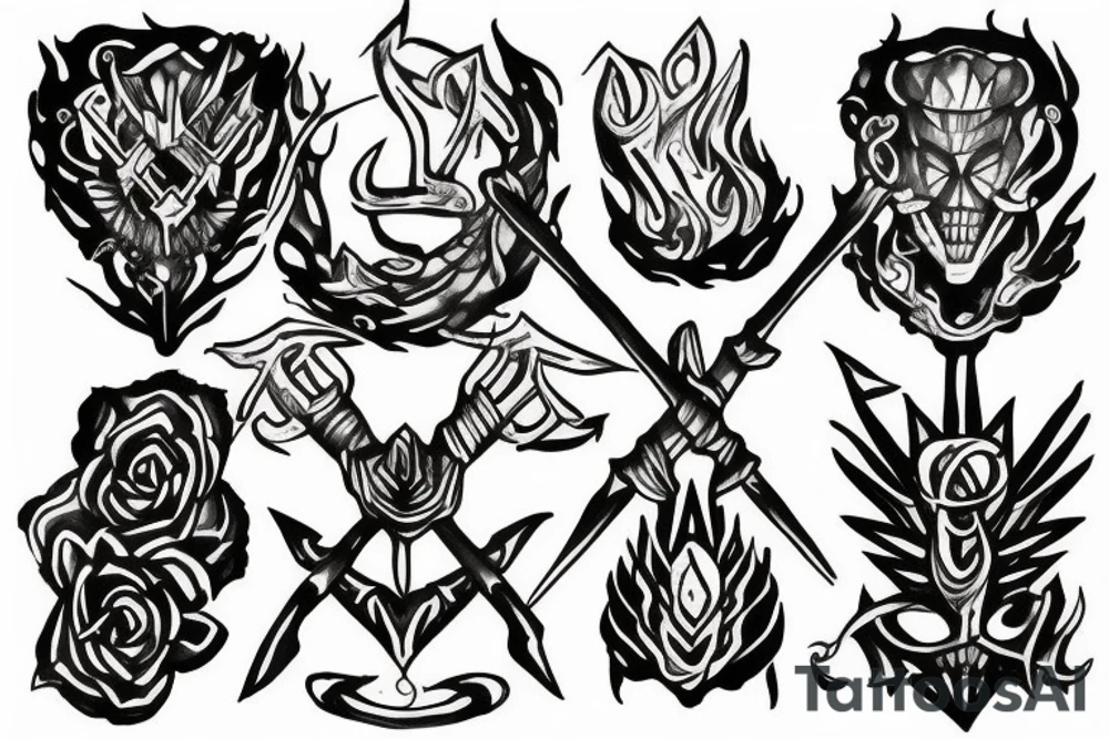 A TWO PRONGED Spear tattoo idea