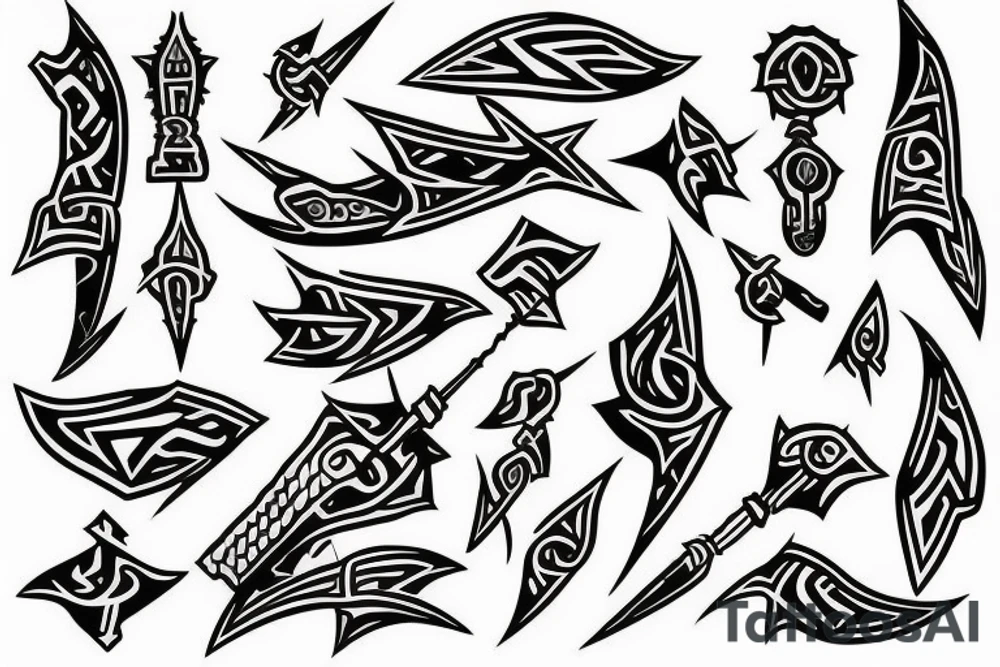 A TWO PRONGED Spear tattoo idea